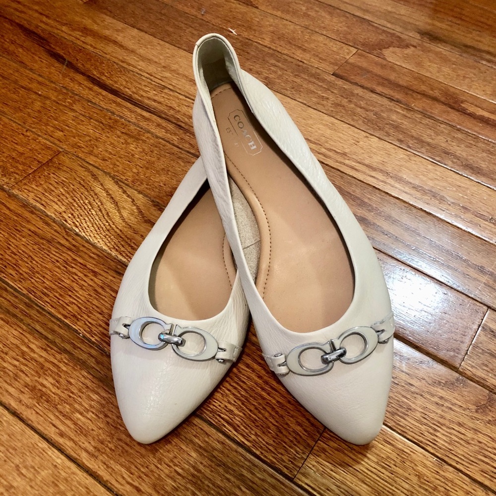BRAND NEW Coach Cream Leather Ondrea Flats